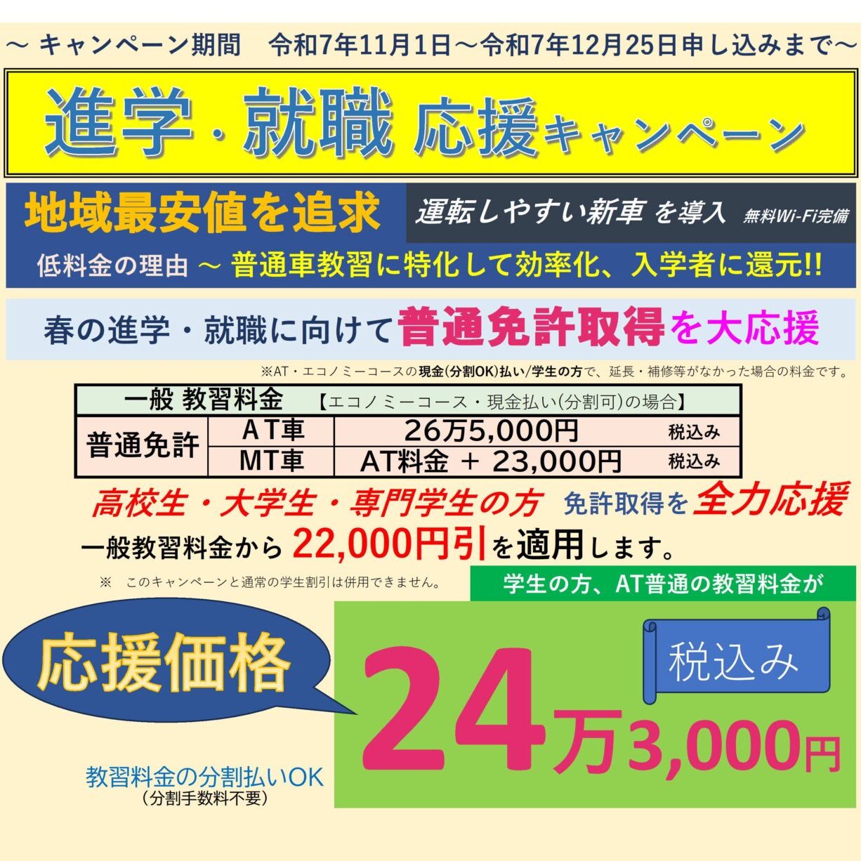 進学・就職応援キャンペーン！！